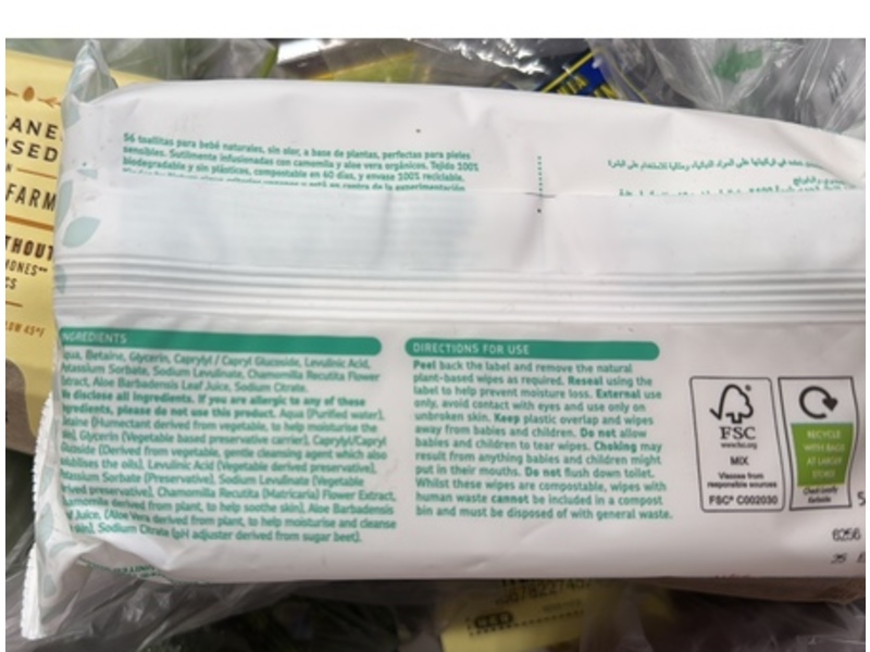 Jackson Reece Kinder By Nature Baby Wipes, 56 Count, Pack Of 12