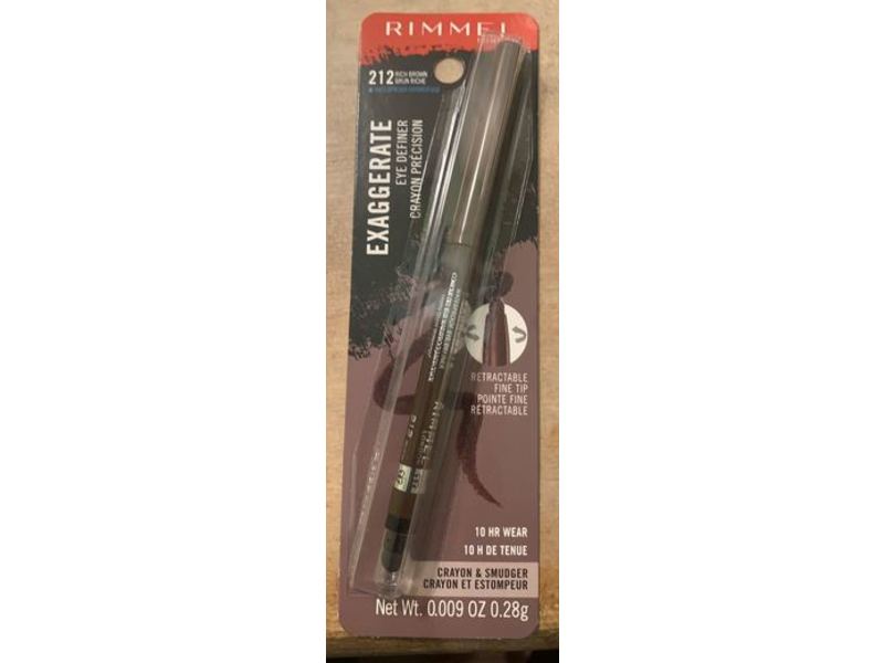 Rimmel Exaggerate Eye Definer, Waterproof, 212 Rich Brown, 0.009 oz/0.28 g