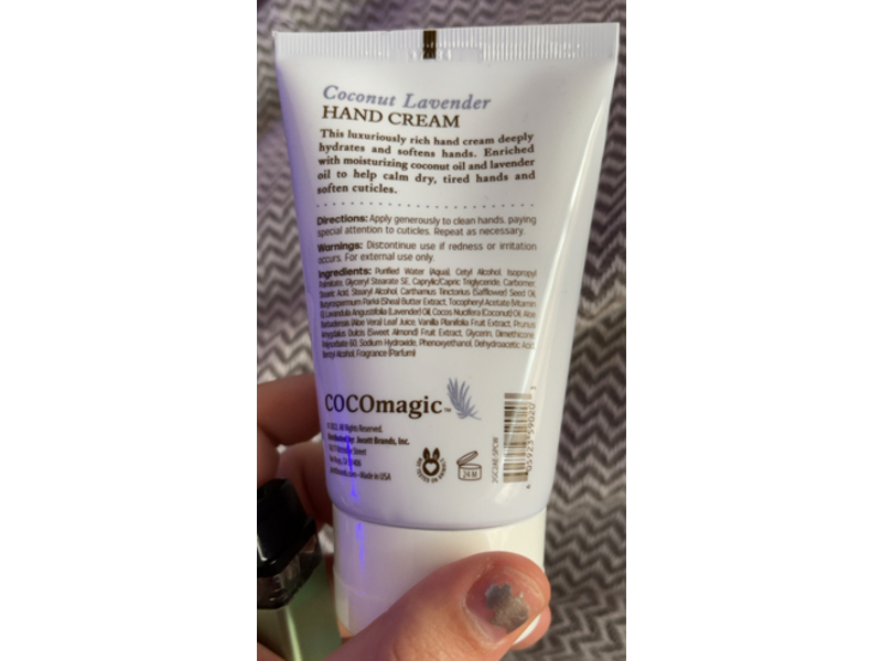 Jocott Brands Cocomagic Hand Cream, Coconut Lavender, Coconut Oil, Lavender Oil & Sweet Oil, 4.0 oz/113 g