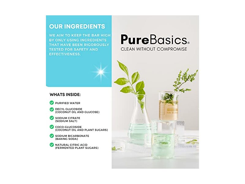 Pure Basics Window and Glass Cleaner - Plant Based Formula - No Streaks - Hypoallergenic - 24 fl. oz.