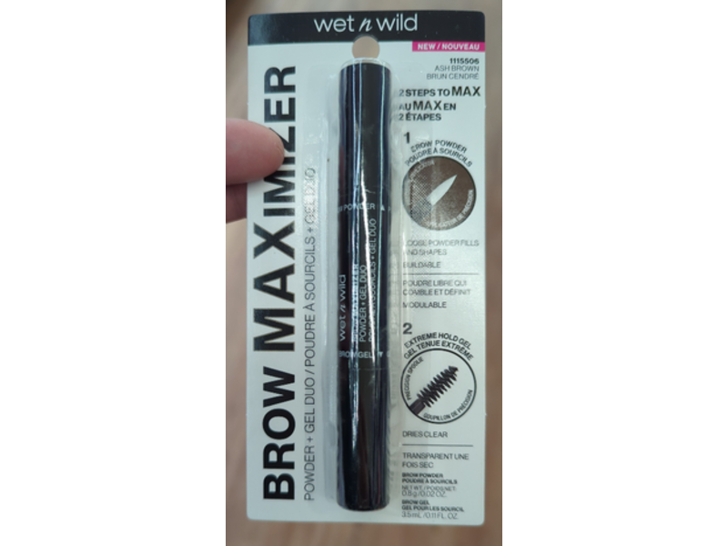 Wet N Wild Brow Maximizer Powder + Gel Duo, Ash Brown, 0.02 oz/0.8 g, 0.11 fl oz/3.5 mL