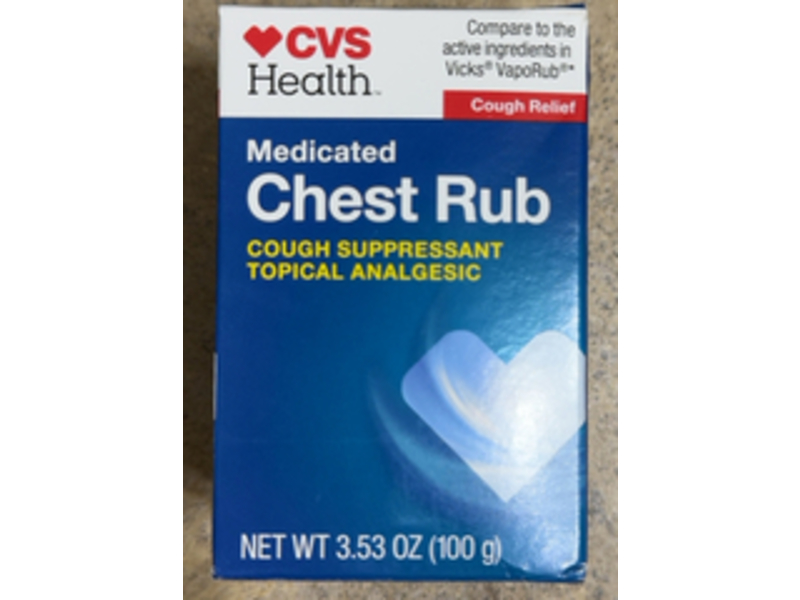 CVS Health Medicated Chest Rub Cough Suppressant Topical Analgesic, 3.53 oz/100 g