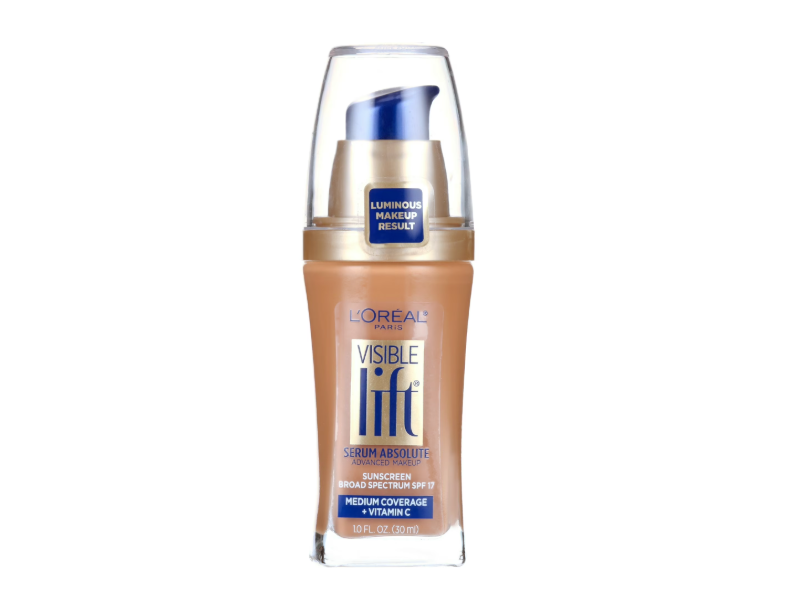 L'Oreal Paris Visible Lift Serum Absolute, Sun Beige, SPF 17, Medium Coverage + Vitamin C, 1 fl oz/30 mL