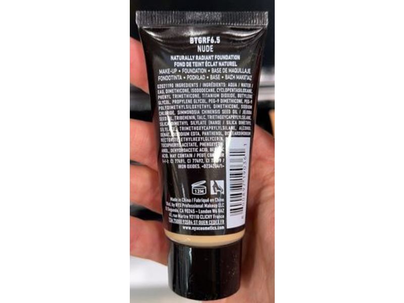 NYX Professional Makeup Born To Glow Naturally Radiant Foundation, Nude, 1.01 fl oz/30 mL