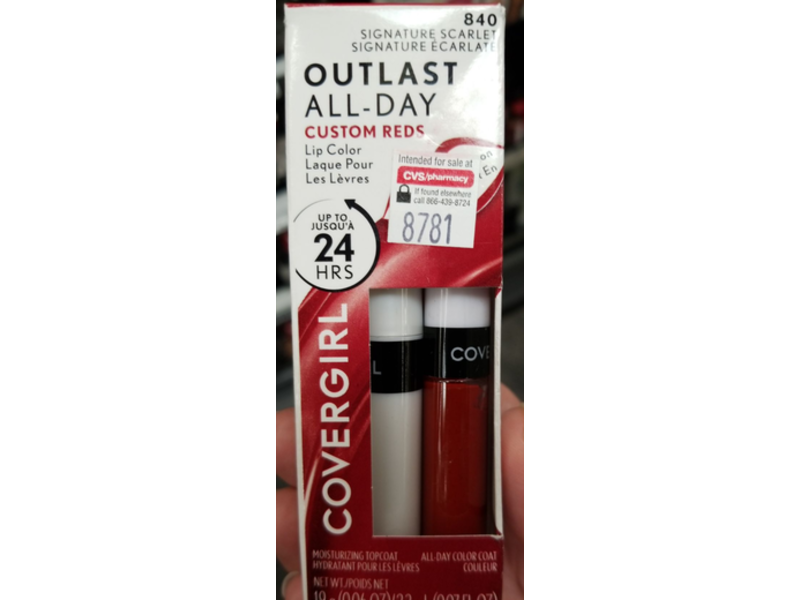 CoverGirl Outlast All-Day Lip Color, Signature Scarlet 840, 0.13 oz