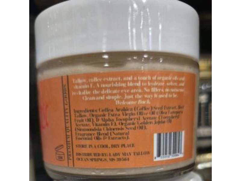 Lady May Tallow Eye Cream, Coffee Infused, 2 fl oz/59 mL