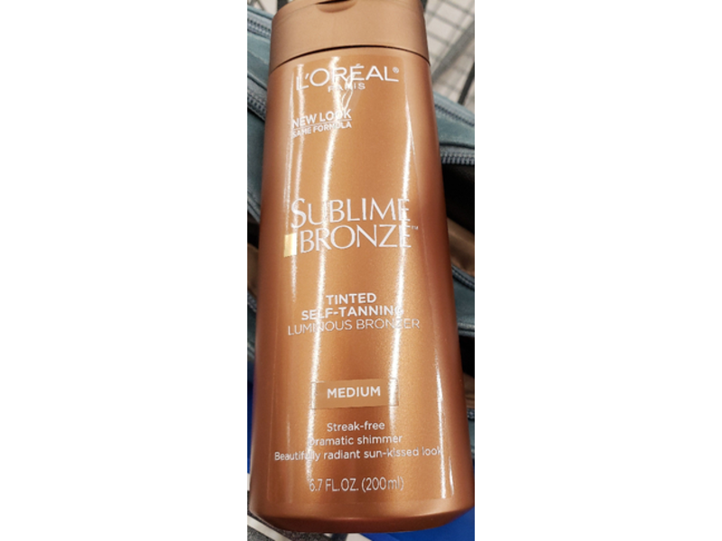 L'Oreal Paris Sublime Bronze Tinted Self-Tanning Luminous Bronzer, Medium, 6.7 fl oz / 200 ml