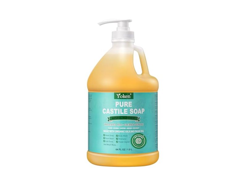 Yoken Clean & Gentle Pure Castile Soap, Unscented, 64 fl oz/1.9 L