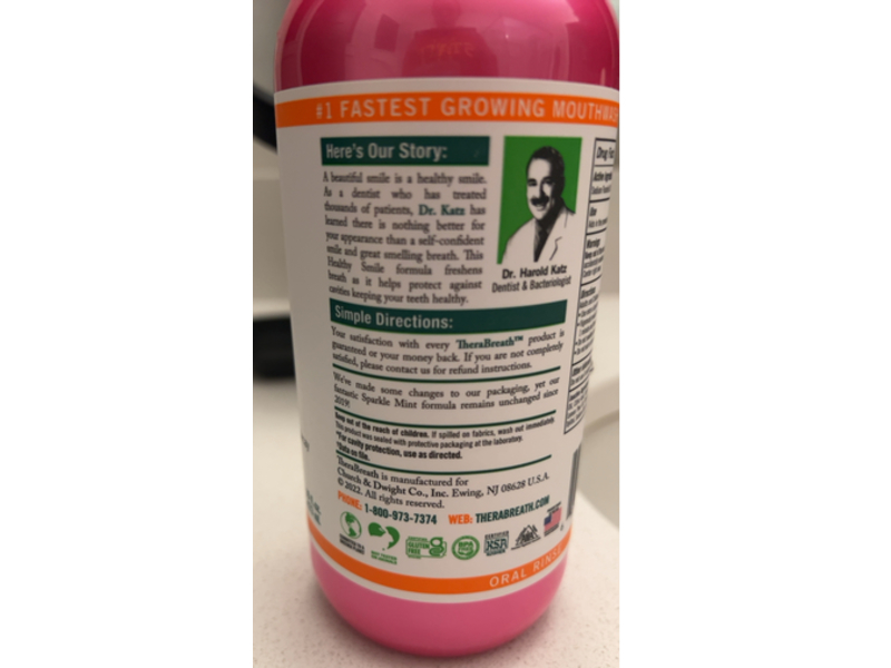 TheraBreath Dentist Formulated Healthy Smile Oral Rinse, Sparkle Mint