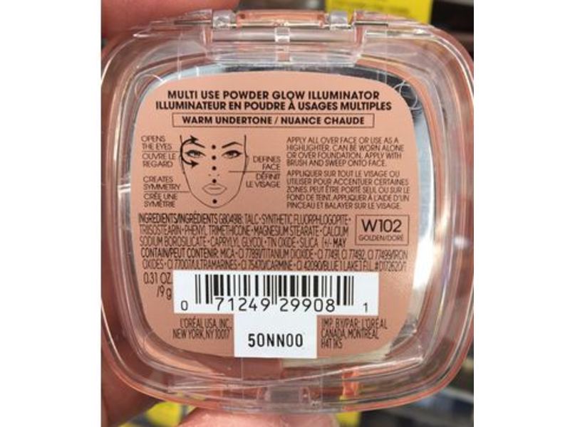 L'Oreal Paris True Match Lumi Powder Glow Illuminator, W102 Golden, 0.31 oz/9 g