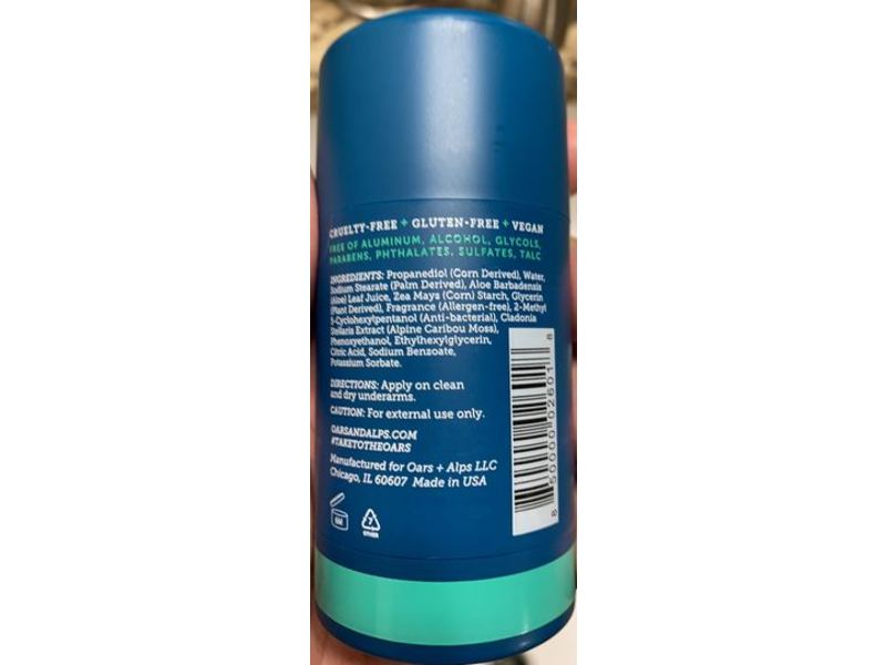 Oars + Alps Natural Deodorant, Deep Sea Glacier, 2.6 oz / 75 g