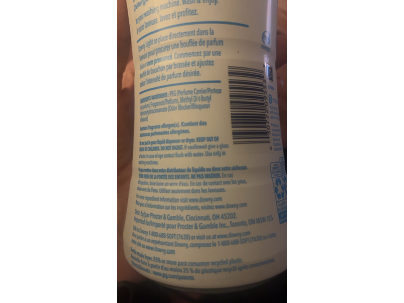 Downy Light In Wash Scent Booster, Ocean Mist, 12.2 oz/345 g