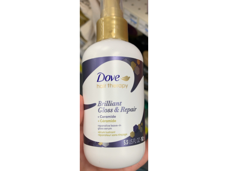 Dove Hair Therapy Brilliant Gloss & Repair + Ceramide Reparative Leave In Gloss Serum, 5.5 fl oz/162 mL