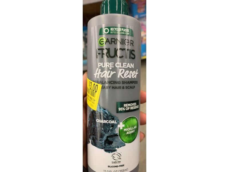 Garnier Fructis Pure Clean Hair Reset Rebalancing Shampoo, 12 fl oz/355 mL