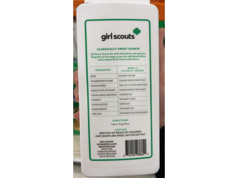 Native Girl Scouts Body Wash, Thin Mints, 18 fl oz/532 mL