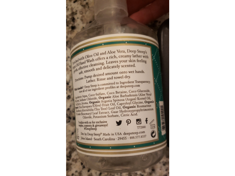 Deep Steep Argan Oil Hand Wash, Tea Tree & Mint, 17.6 fl oz / 520 mL