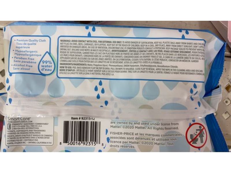 Smart Care Fisher-Price Baby Wipes, Fragrance Free, 64 Count