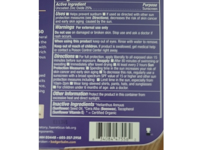Badger Adventure Mineral Sunscreen, SPF 50, Clear ZInc, 2.9 fl oz/87 mL, Pack Of 2