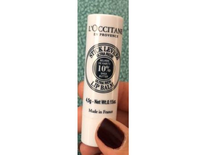 L'Occitane Ultra Rich Lip Balm, Shea Butter, 0.15 oz/4.5 g