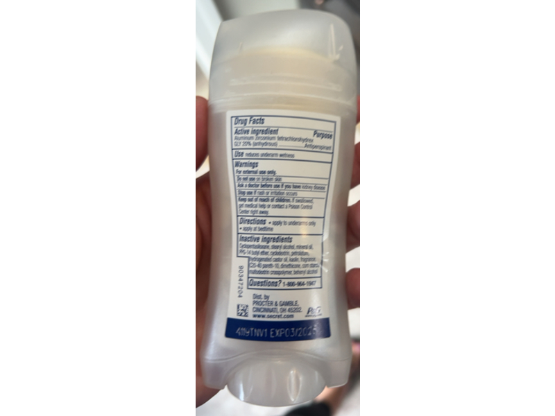 Secret Clinical Invisible Solid Antiperspirant / Deodorant, Stress Response, 2.6 oz/73 g