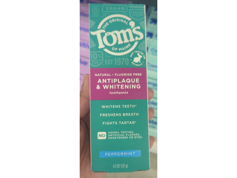 Tom's of Maine Antiplaque & Whitening Toothpaste, Peppermint, 4.5 oz/127 g
