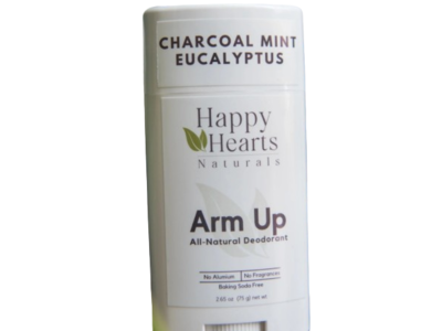 Happy Hearts Arm Up All-Natural Deodorant, Charcoal Mint & Eucalyptus, 2.65 oz/75 g