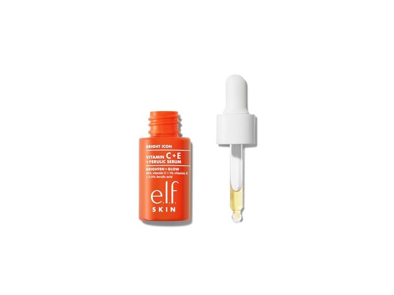 e.l.f. Skin Bright Icon Brighten + Glow Serum, Vitamin C + E + Ferulic, 0.5 fl oz/15 mL