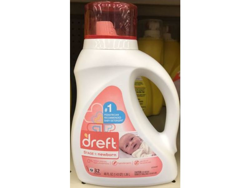 Dreft Stage 1: Newborn Liquid Laundry Detergent, Hypoallergenic, 32 Loads, 50 fl oz/1.47 L