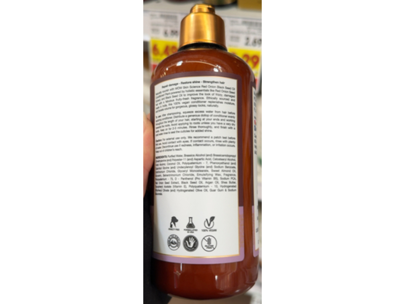Wow Skin Science Conditioner, Red Onion Black Seed Oil, 10 fl oz/300 mL