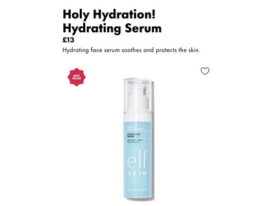 e.l.f Skin Holy Hydration Hydrating Serum, Jojoba + Aloe & Vitamin E, 1.01 fl oz/30 mL