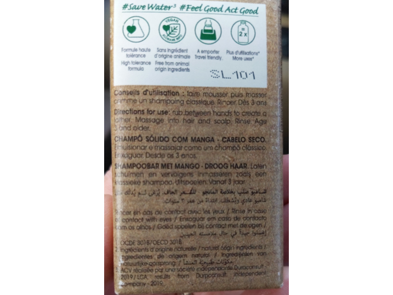 Klorane Nourishing Shampoo Bar, Mango, 2.8 oz/80 g