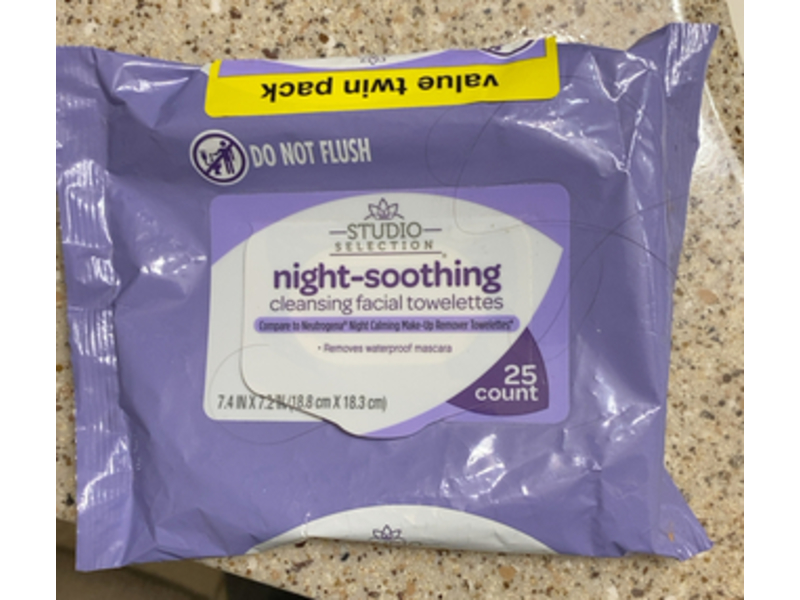 Studio Selection Night-Soothing Cleansing Facial Towelettes, 25 Count, Twin Pack