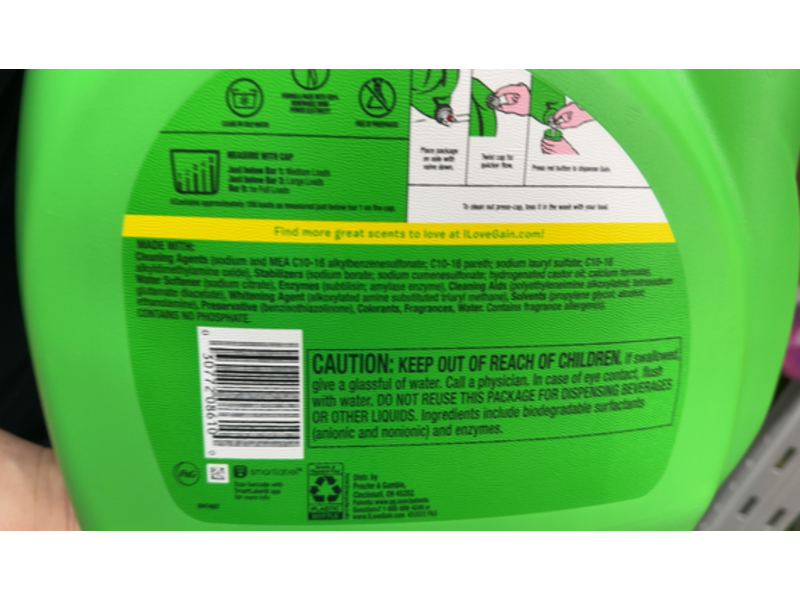 Gain +Aroma Boost Liquid Laundry Detergent, Moonlight Breeze, 159 Loads, 208 fl oz/6.15 L