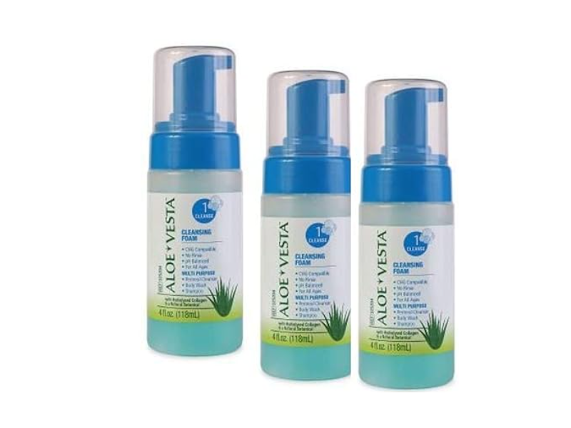 Aloe Vesta Multi Purpose Cleansing Foam, 4 fl oz/118 mL, Pack Of 3