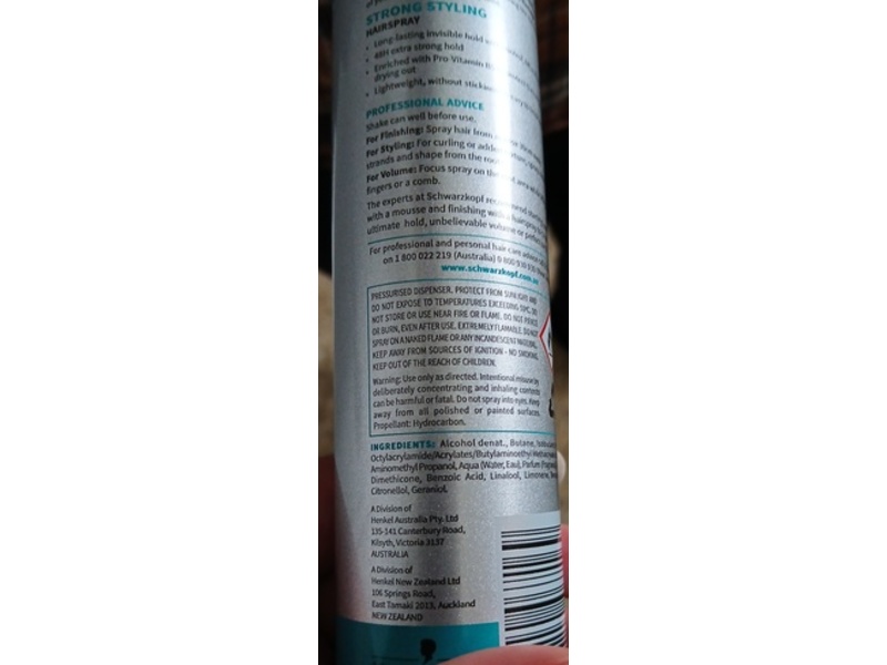 Schwarzkopf Strong Styling Hairspray, Extra Strong Hold, 100 g