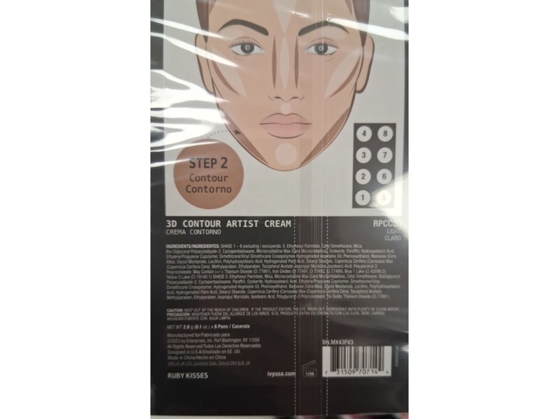 Ruby Kisses 3D Face Creator Cream Foundation & Concealer Palette, Cream 00, 0.1 fl oz/2.8 g