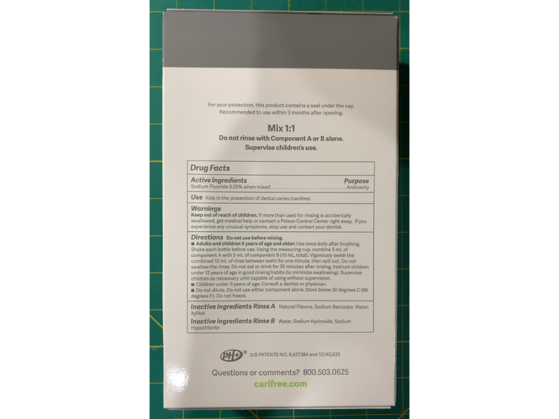 Carifree Anti-Cavity Concentrated Solution A+B Treatment Rinse, Apple, 5.9 fl oz/175.5 mL, Pack Of 2