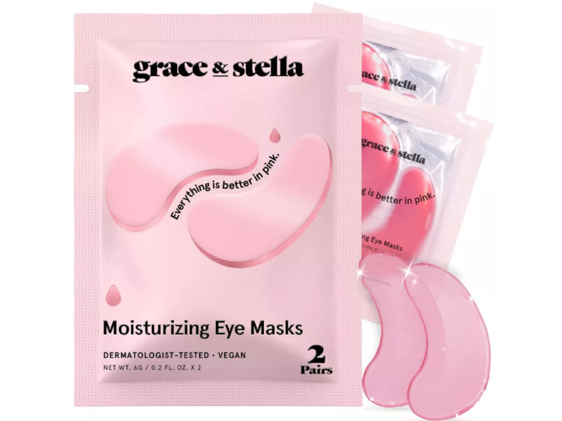 Grace & Stella Moisturizing Eye Mask, Pink, 0.2 oz/6 g, 2 Pairs