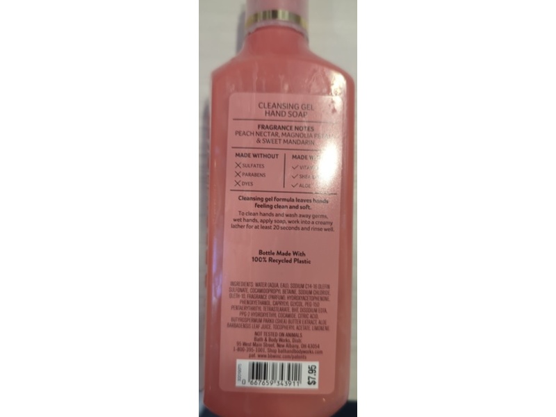 Bath & Body Works White Barn Cleansing Gel Hand Soap, Pink Peach Blossom, 8 fl oz/236 mL