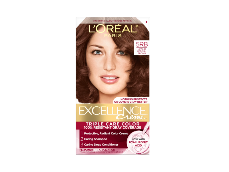 L'Oreal Paris Excellence Creme Permanent Hair Color Kit, 5RB Medium Reddish Brown