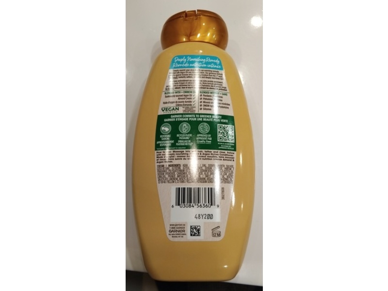 Garnier Whole Blends Deeply Nourishing Shampoo, Almond & Argan Riches, 370 mL