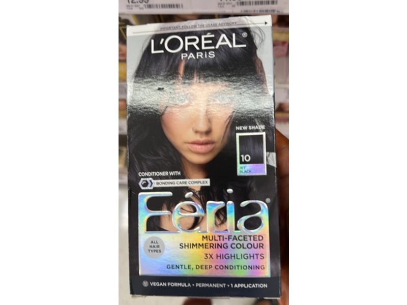 L'Oreal Paris Feria Multi-Faceted Shimmering Permanent Color , 10 Jet Black, 1 Application, Pack Of 2
