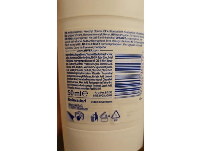 Nivea Black & White Invisible Clear 72h Anti-Perspirant, 50 mL