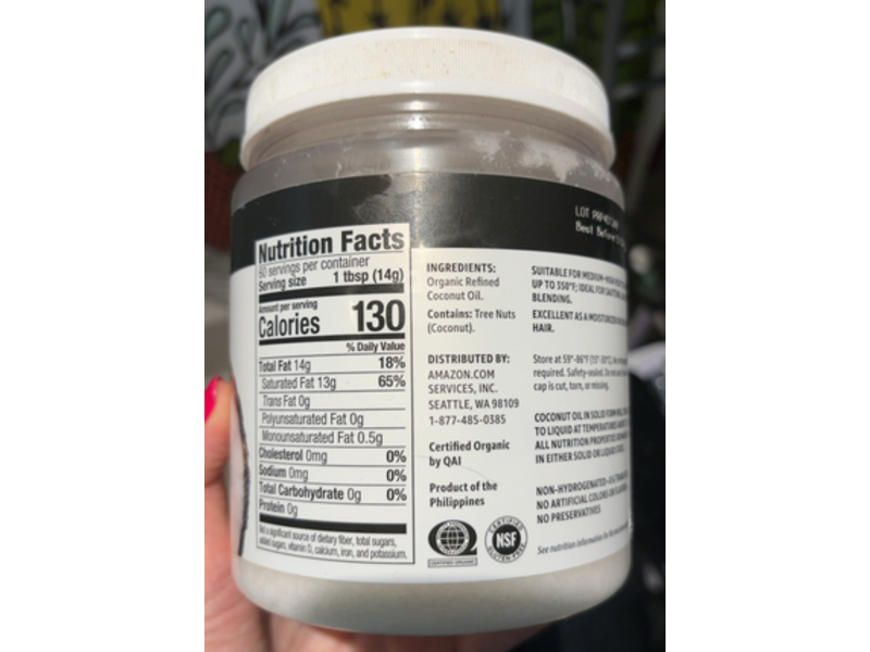 Happy Belly Organic Refined Coconut Oil, 30 fl oz/887 mL