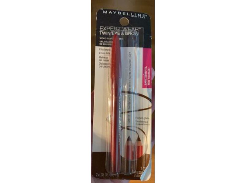 Maybelline Expert Eyes Twin Eye & Brow Wood Pencils, 103 Medium Brown, 0.06 oz/900 mg
