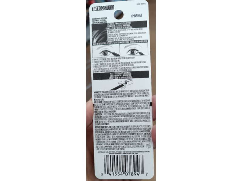 Maybeline Tattoo Studio Sharpener Gel Pencil, 980 Rose Quartz, 0.04 oz/1.2 g