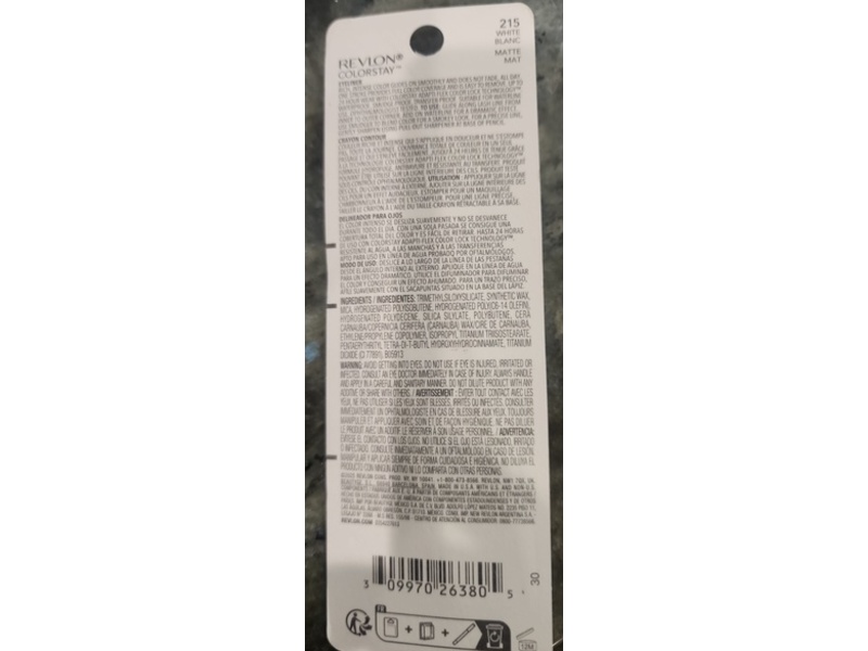 Revlon Colorstay Eyeliner Pencil, 215 White, 0.01 oz/0.28 g