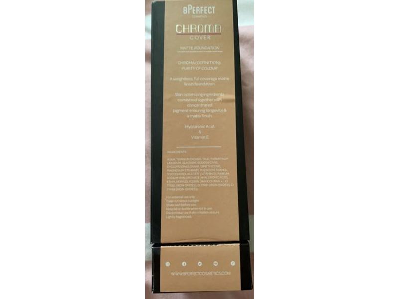 B Perfect Chroma Cover Matte Foundation, W4, 30 mL