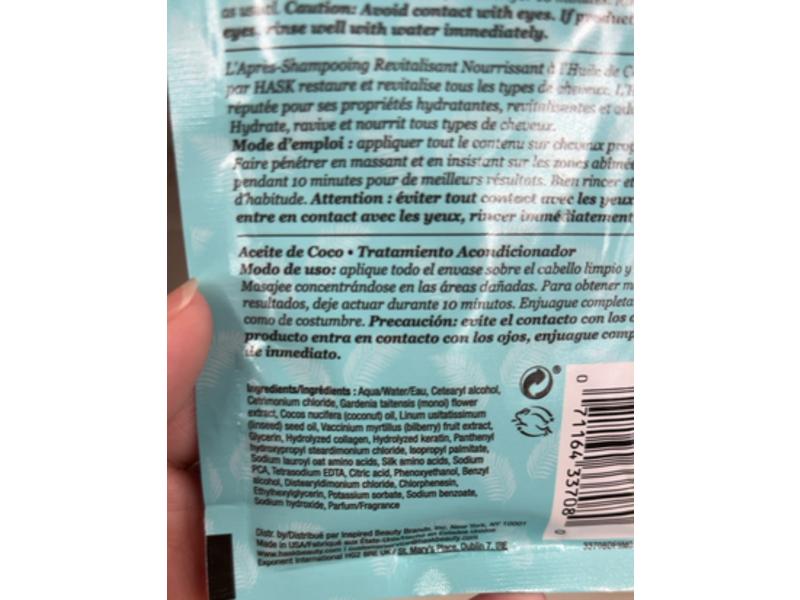 Beginning By Hask Nourishing Conditioning Treatment, Coconut Oil, 1 fl oz/30 mL