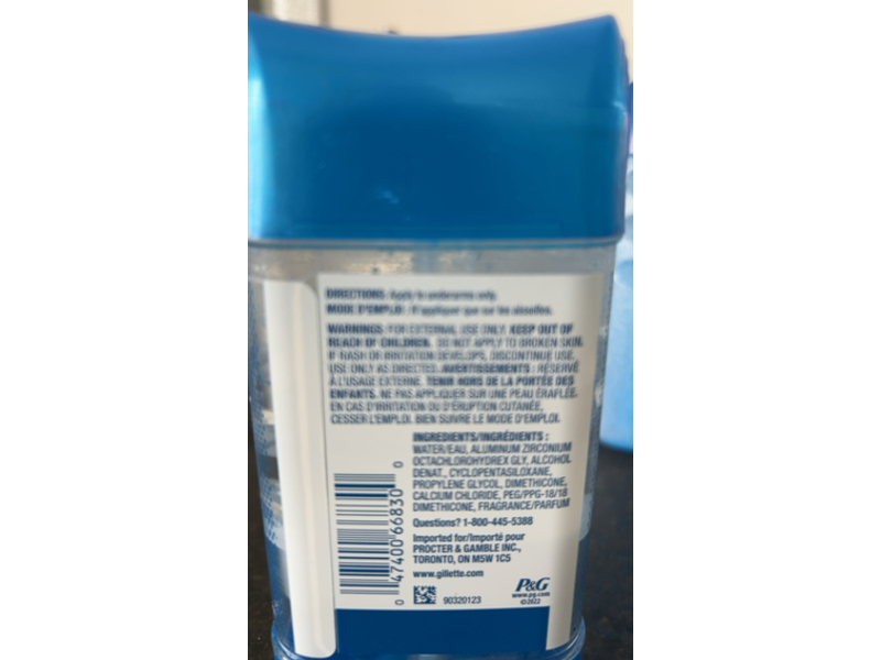 Gillette Clear Shield Antiperspirant/Deodorant Clear Gel, Wild Rain, 108 g